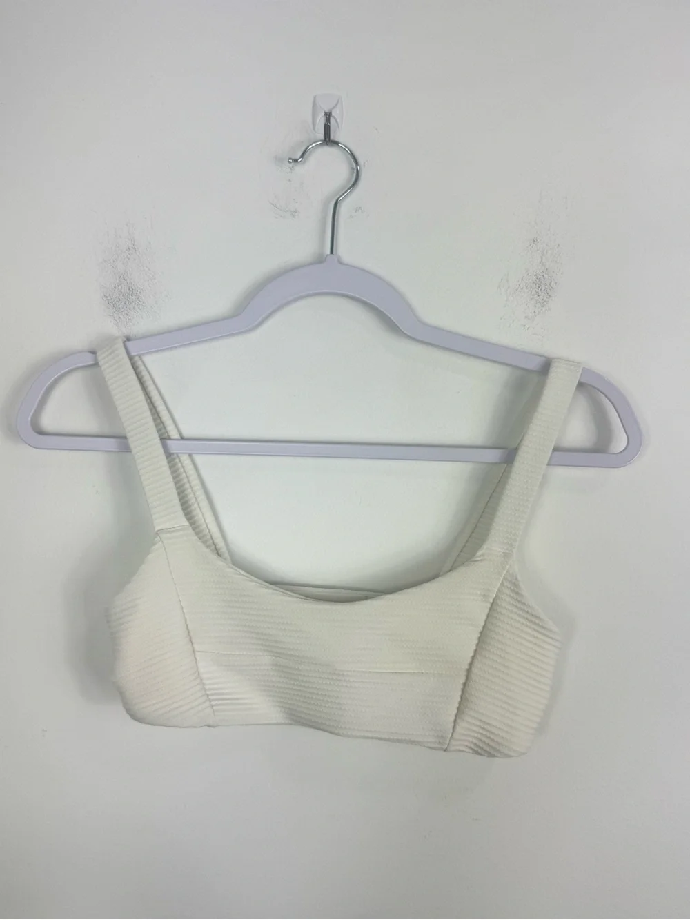 LSPACE Jess Bikini Top White Size M Ribbed Triangle Swim Top